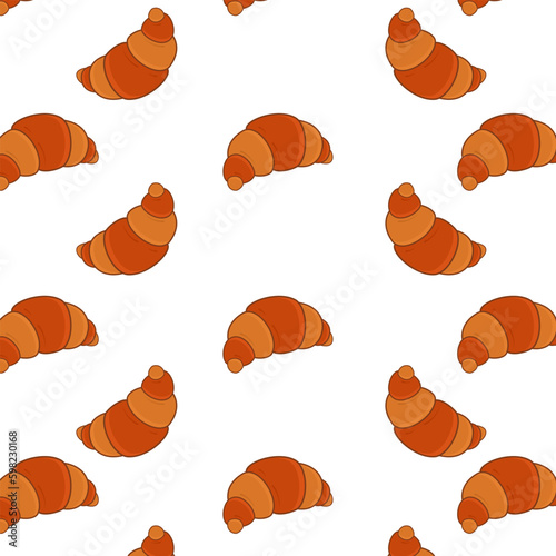seamless pattern french croissant bread for bakery box packaging