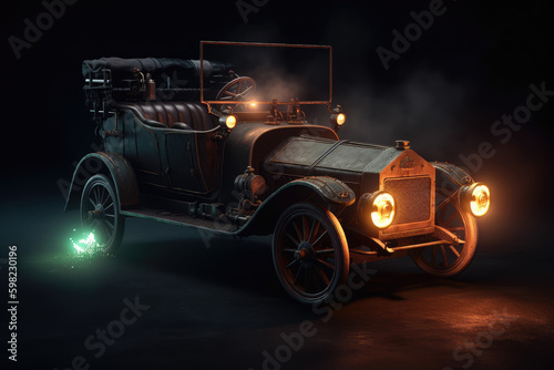 Steampunk  Car  Neon Lights  Bike  Transport  Wheels  Black  Vehicle  Engine  Made by AI  AI generated  Artificial intelligence  