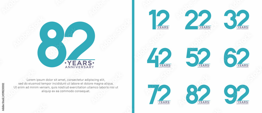 set of anniversary logo style blue color on white background for special moment set of anniversary logo style blue color on white background for special moment
