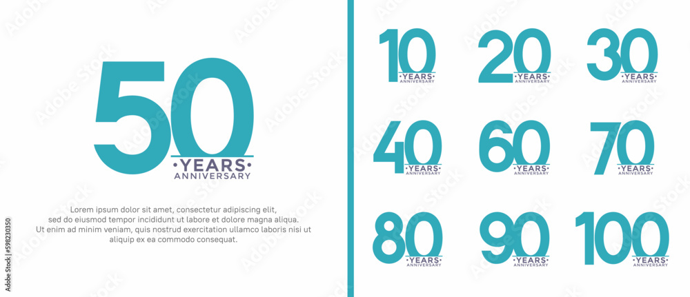 set of anniversary logo style blue color on white background for special moment set of anniversary logo style blue color on white background for special moment