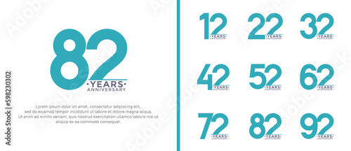 set of anniversary logo style blue color on white background for special moment © dharmArt