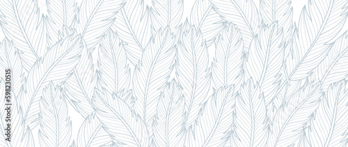 Abstract soft blue vector background with feathers. Background for decor, covers, text, cards and presentations