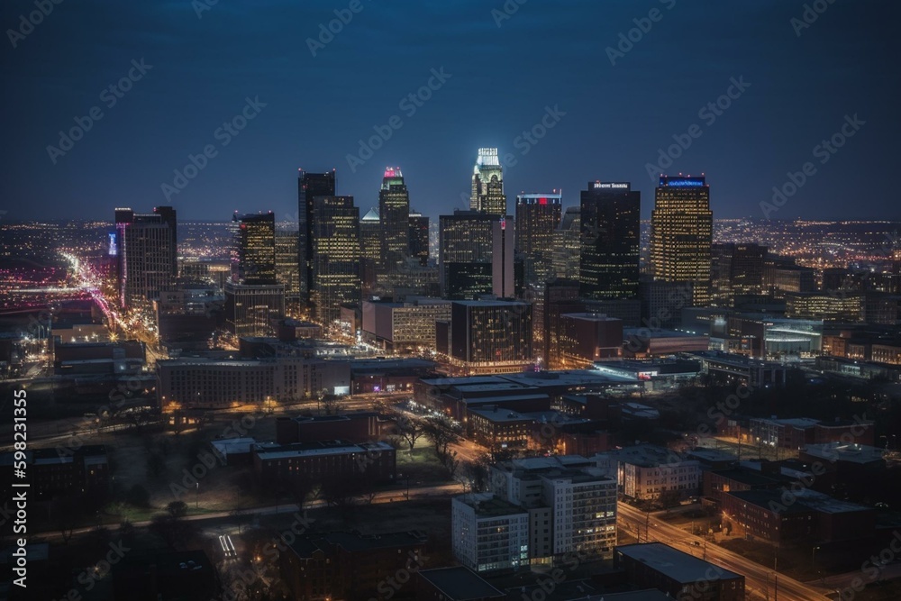 View of skyline in Kansas City, Missouri, USA. Generative AI
