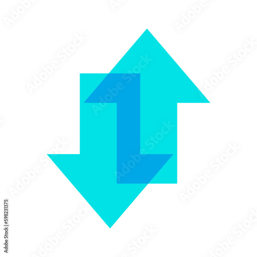 arrow up and down blue icon vector illustration