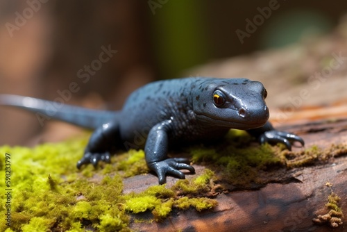 Salamander resting on a lo