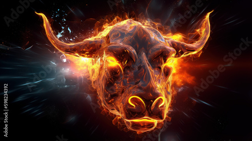 Fiery Bull head, bull market crypto supercycle © Simon