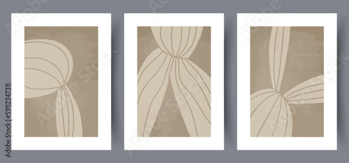 Abstract shapes minimalistic picture wall art print. Printable minimal abstract shapes poster. Contemporary decorative background with picture. Wall artwork for interior design. Bundle, Generative AI