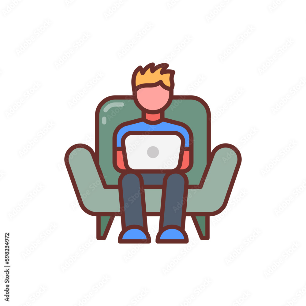 Online Work icon in vector. Illustration Online Work icon in vector. Illustration