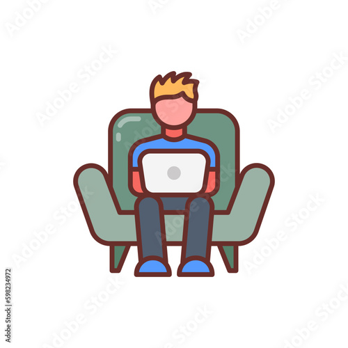Online Work icon in vector. Illustration