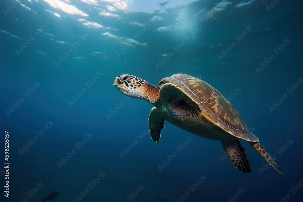 Obraz premium Sea turtle swimming in the ocea