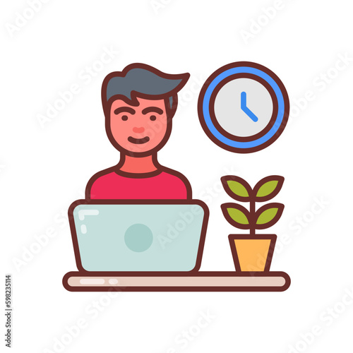 Flexible Working Hours icon in vector. Illustration