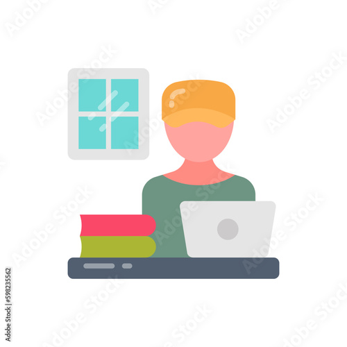 Telecommuting icon in vector. Illustration