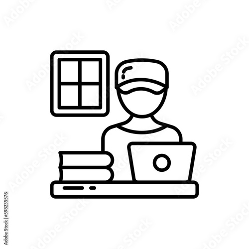 Telecommuting icon in vector. Illustration