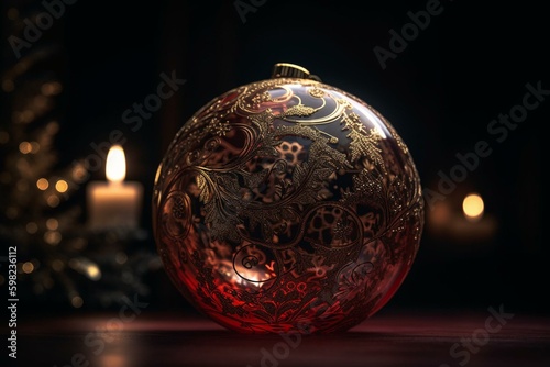 Christmas ball bauble illustration for decoration. Generative AI
