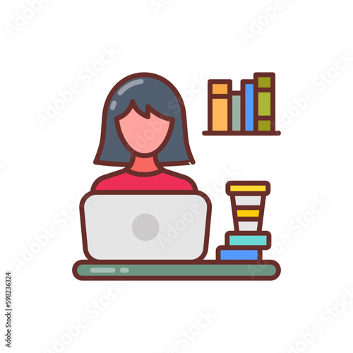 Freelancer Woman icon in vector. Illustration