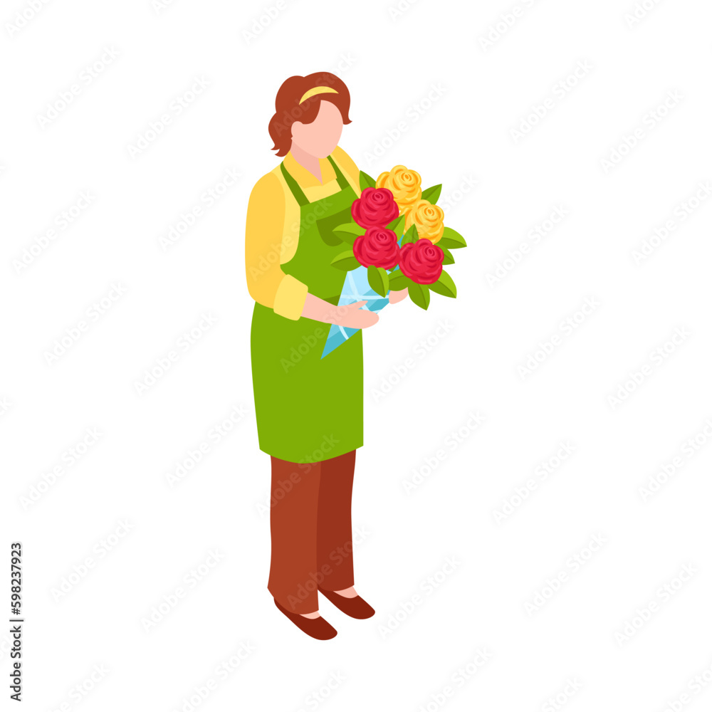 Florist Isometric Illustration Florist Isometric Illustration