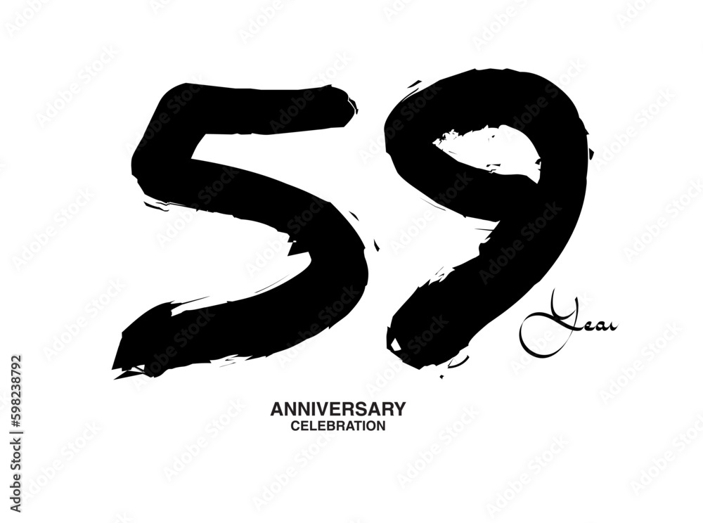 59 Years Anniversary Celebration Vector Template, 59 number logo design ...