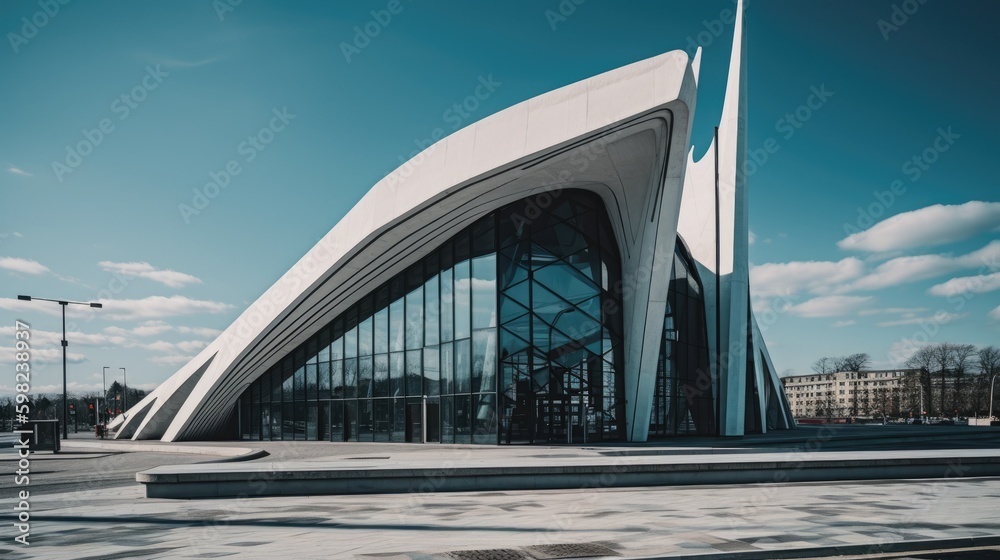 Exterior view of a modern building, Ai Generative. Exterior view of a modern building, Ai Generative.