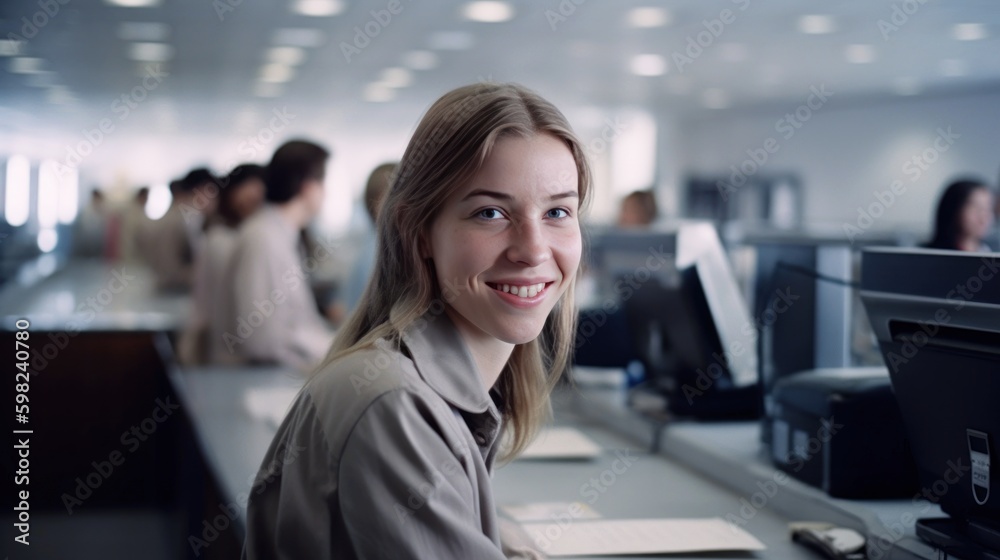 girl working in office or counter, generative ai girl working in office or counter, generative ai