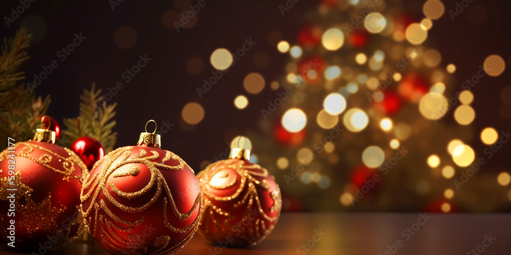Christmas banner, place for text 2023. Generative AI Christmas banner, place for text 2023. Generative AI
