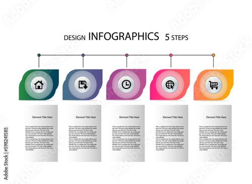 Infographic design with icons and 5 options or steps. Graphics for business concepts Can be used for presentation banners. workflow layout process diagrams flowcharts data graphs