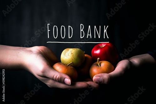Various Foods In A Donation Cardboard Box. Food for poor. Charity, donation and volunteering concept. Food bank. Generative AI
