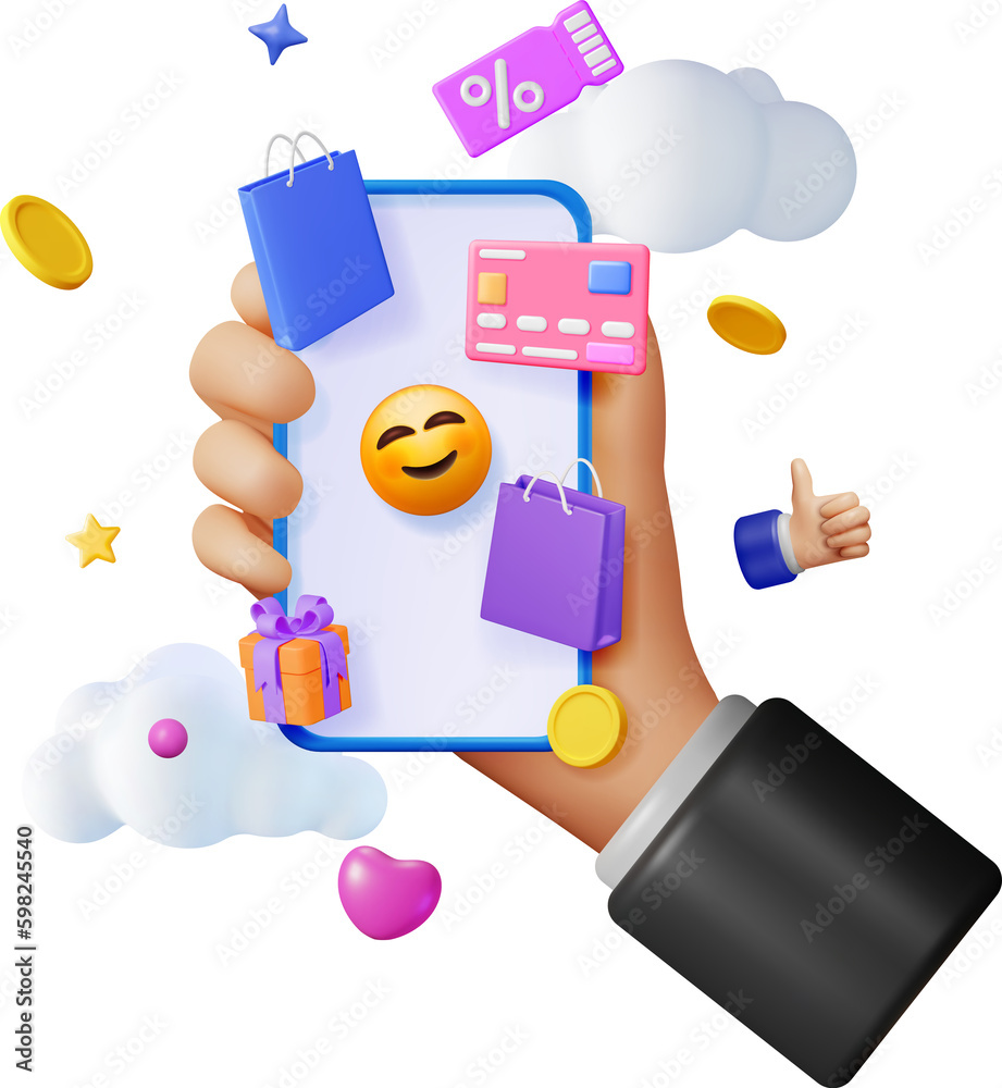 3D Online Shopping Concept. 3D Online Shopping Concept.