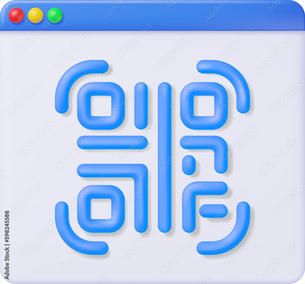 3d QR Code Icon in Browser Window