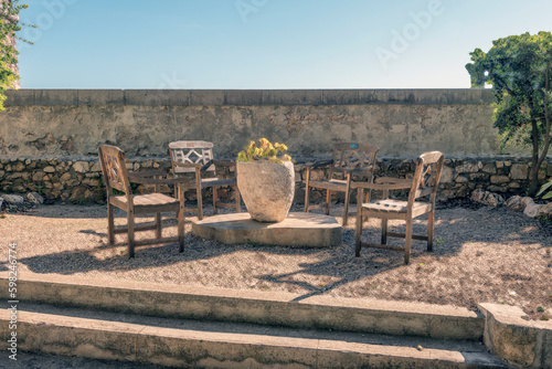 chairs in the citadelle of villefranche sur mer