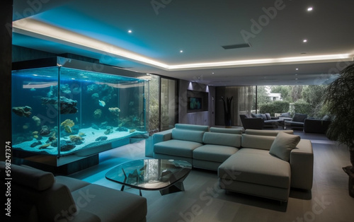 Modern living room, Generative AI © Andrii