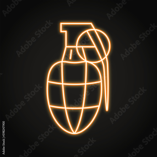 Hand grenade neon line icon