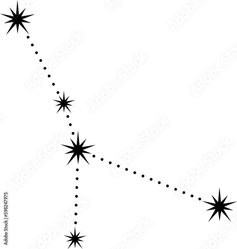Cancer zodiac сonstellation, black silhouette of stars and dots on white. Astrological sign, stencil style. Vector element for illustration of esoteric, divination and fortune telling, mystic design.