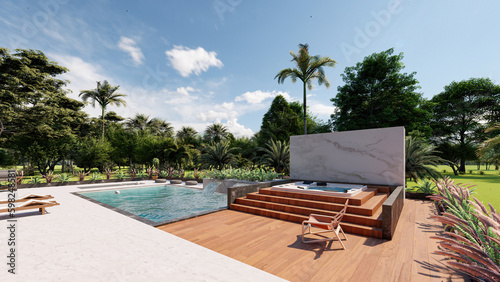 villa design with jacuzzi pool