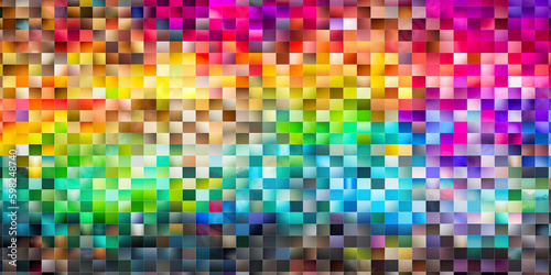 Abstract multicolored background. Colored geometric pattern. Mosaic and bokeh. Abstract background  wallpaper or web design illustration  horizontal layout. AI generated illustration.