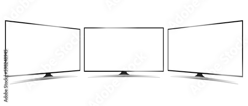 Modern TV set on isolated background. Vector realistic tv template. Modern TV monitor. Vector EPS 10