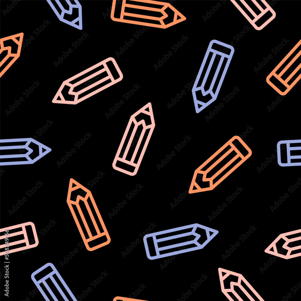 Seamless pattern with colorful pencils icon Seamless pattern with colorful pencils icon