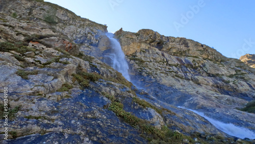 cute mountain high land fast water fall at summertime day - photo of nature