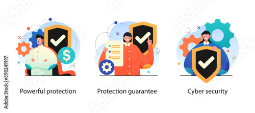 Business Concept illustrations. Mega set. Collection of scenes with men and women taking part in business activities. Vector illustration