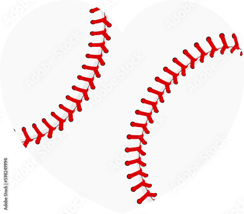 A heart shaped baseball ball representing a love of the game of baseball
