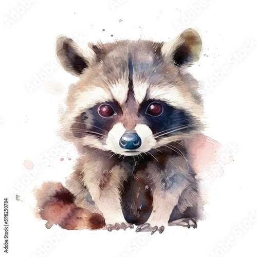 raccoon Watercolor PNG Clip Art
