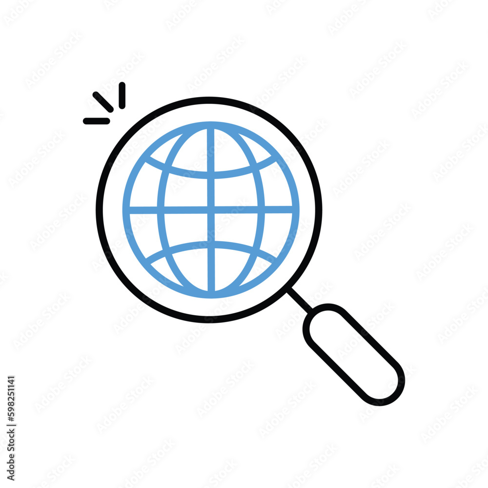 global search like thin line magnifying glass. concept of finder of popular world news or self education. linear flat style trend modern logotype graphic art design illustration isolated on white global search like thin line magnifying glass. concept of finder of popular world news or self education. linear flat style trend modern logotype graphic art design illustration isolated on white