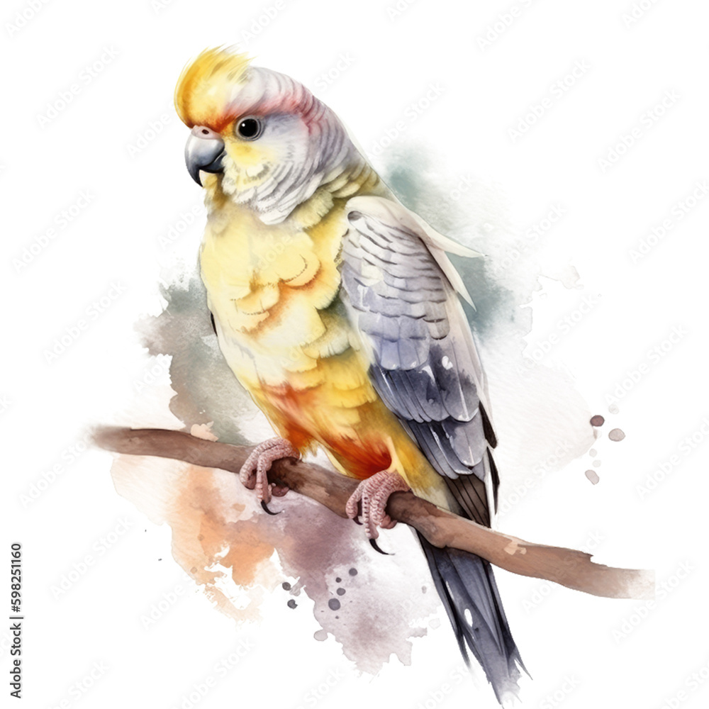 Obraz premium watercolor cockatiel parrot