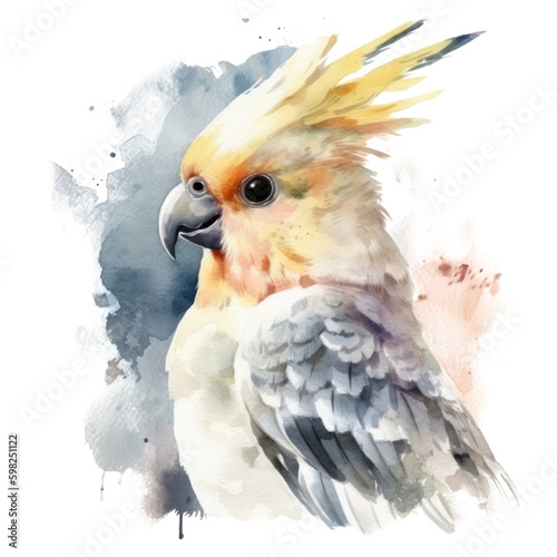 watercolor cockatiel parrot