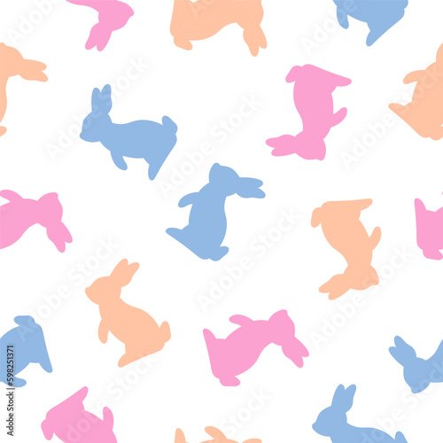 Seamless pattern with colorful bunny