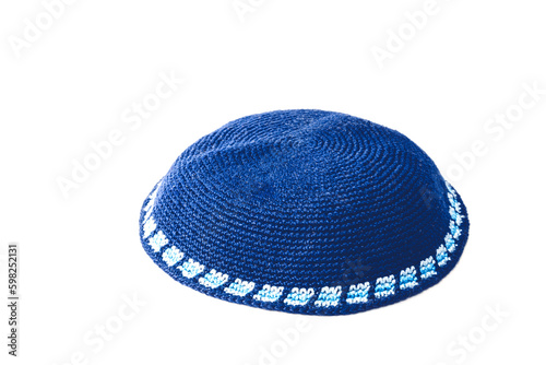 yarmulke isolated on a white background.  kippah traditional Jewish headcovering