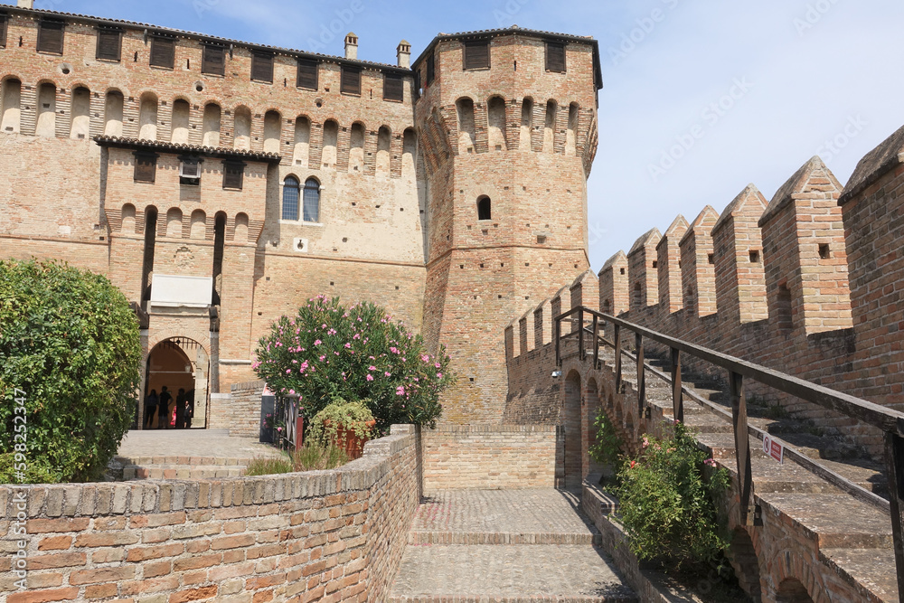 Exterior of the medieval Gradara Castle in Marche region, Italy
