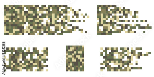 Pixel mosaic. Pixel decay illustration. Falling pixels. Abstract background.