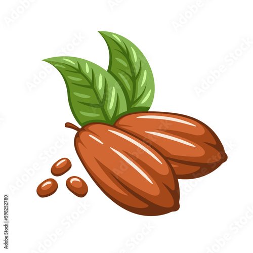 Cocoa beans isolated on white background. Logo template. Cacao beans. Design elements. Vector illustration