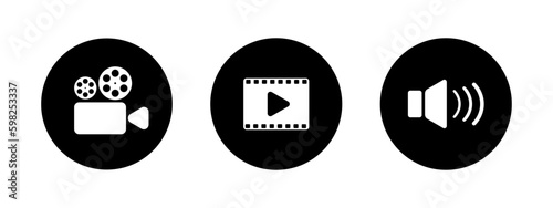 Movie equipment in modern style. TV camera online. Film making equipment.