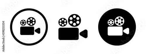 Movie equipment in modern style. TV camera online. Film making equipment.